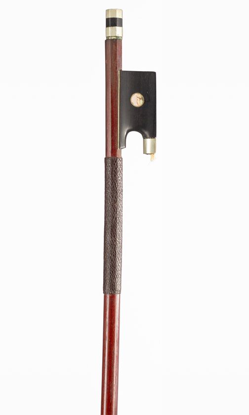 A nickel-mounted violin bow, unbranded