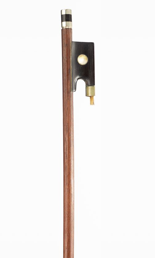 A nickel-mounted violin bow, unbranded