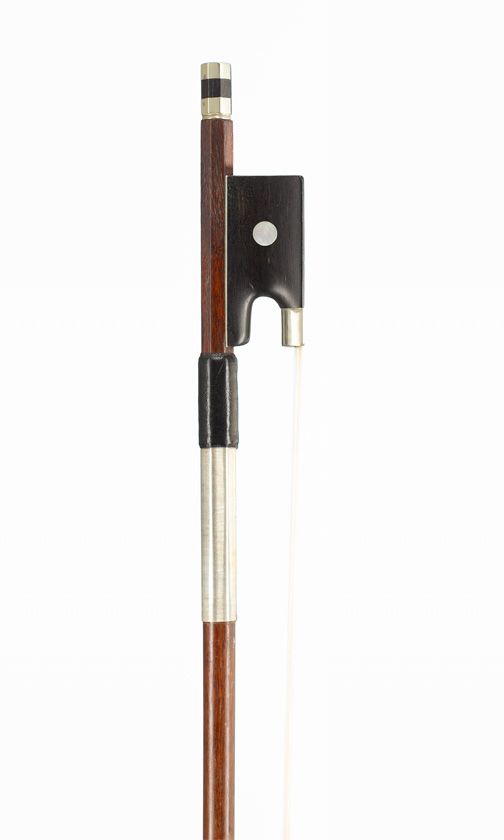 A nickel-mounted violin bow, unbranded