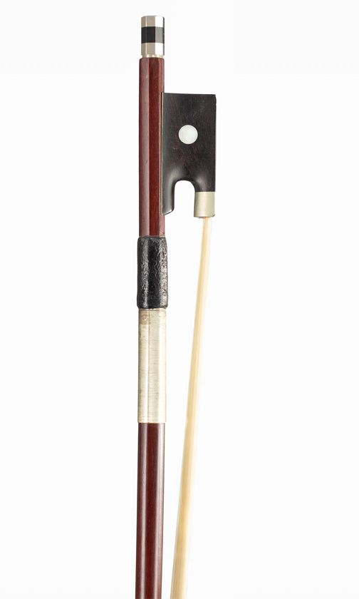 A nickel-mounted viola bow, unbranded