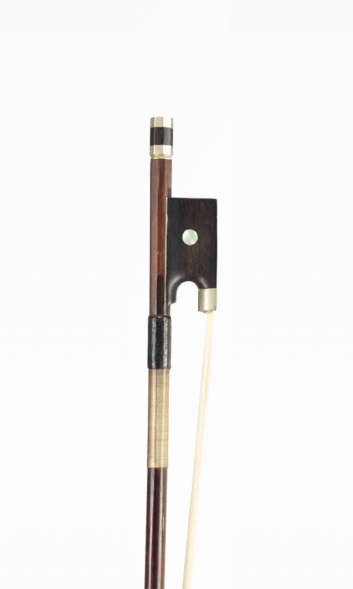 A nickel-mounted violin bow, unbranded