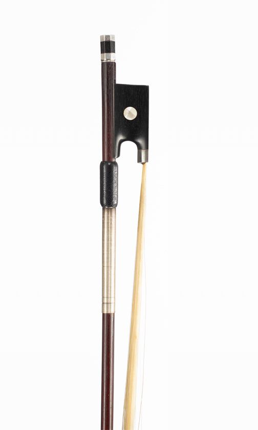 A silver-mounted violin bow, unbranded