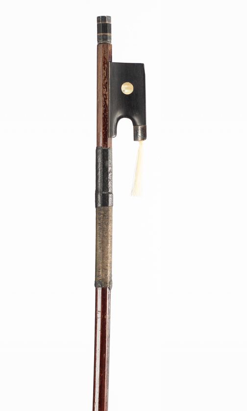 A silver-mounted violin bow, unbranded