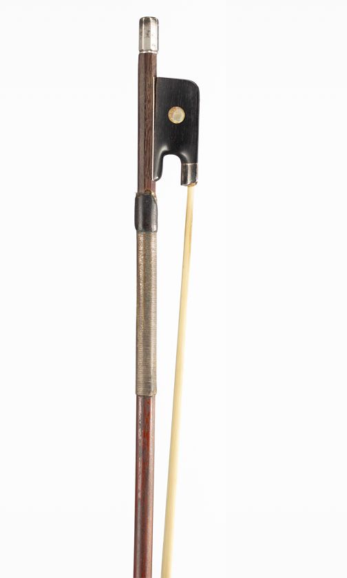 A silver-mounted violin bow, branded Edition Chanot