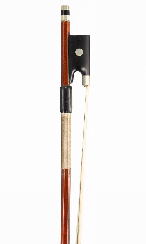 A nickel-mounted violin bow, unbranded