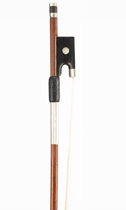 A silver-mounted violin bow, unbranded