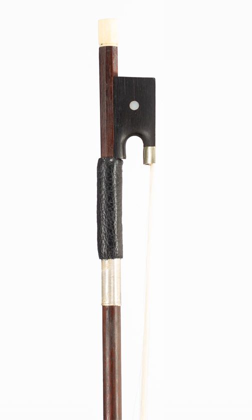 A bone and nickel-mounted violin bow, unbranded