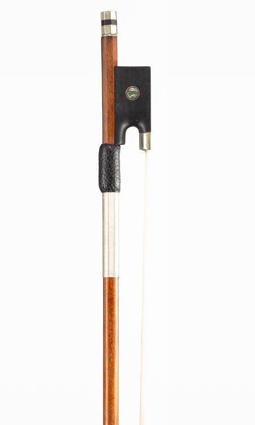 A nickel-mounted violin bow, unbranded