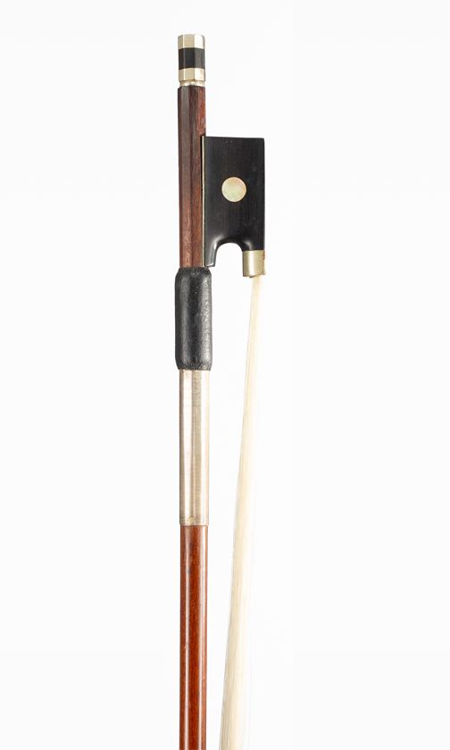 A nickel-mounted violin bow, unbranded