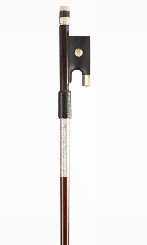 A nickel-mounted violin bow, unbranded