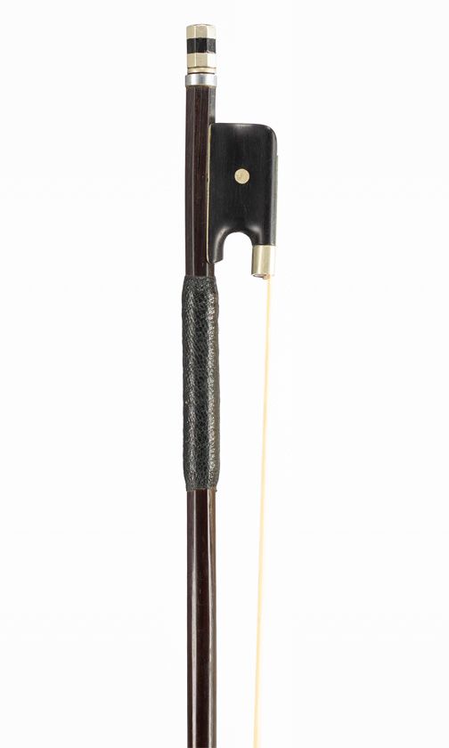 A nickel-mounted violin bow, unbranded