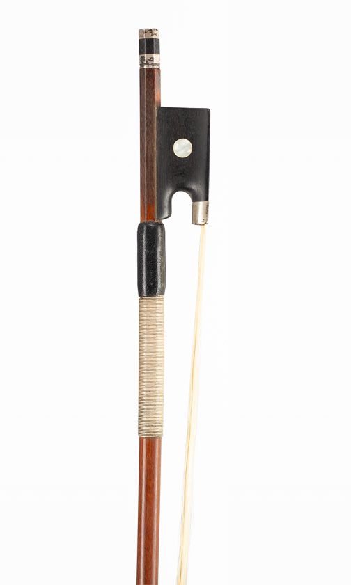 A silver-mounted violin bow, branded Tourte