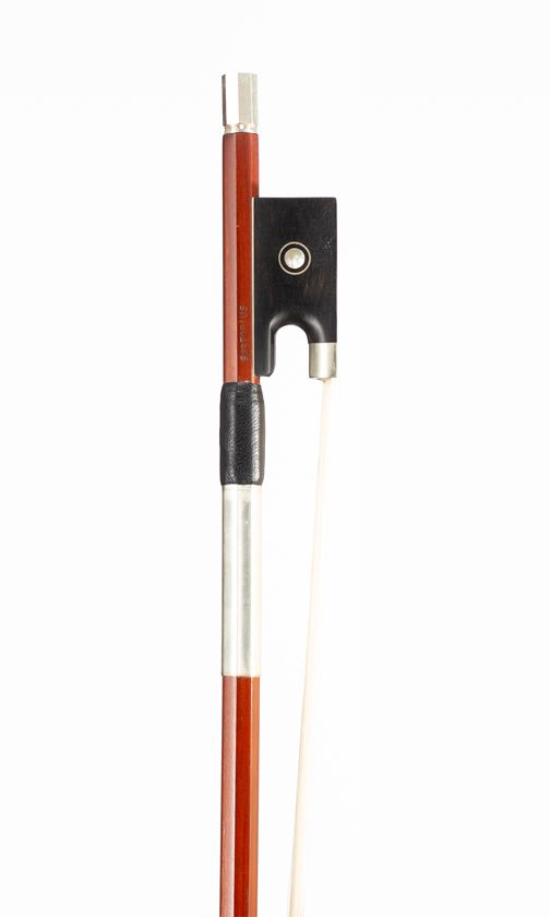 A silverl-mounted violin bow, branded Sartorius