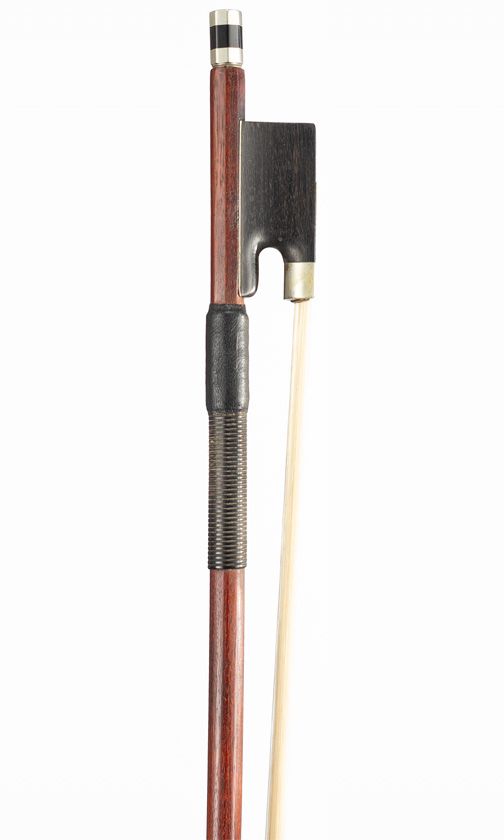A nickel-mounted violin bow, branded Allegro, Swiss Made