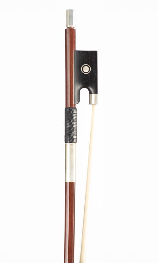 A silver-mounted violin bow, unbranded