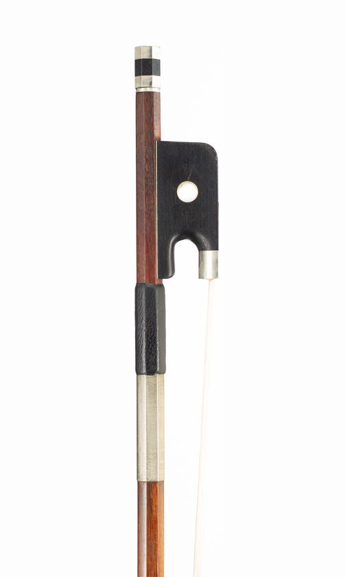 A nickel-mounted cello bow, branded St. Kuhnla