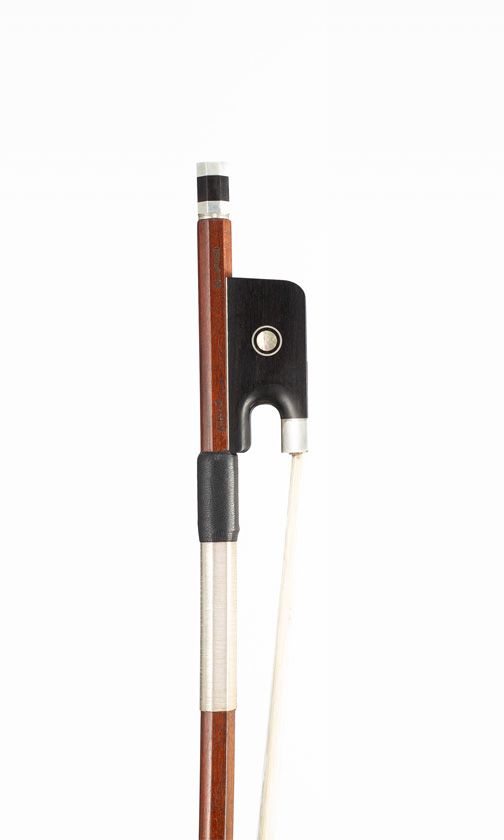 A silver-mounted cello bow, branded A. Luiz - Bowspeed, Bristol