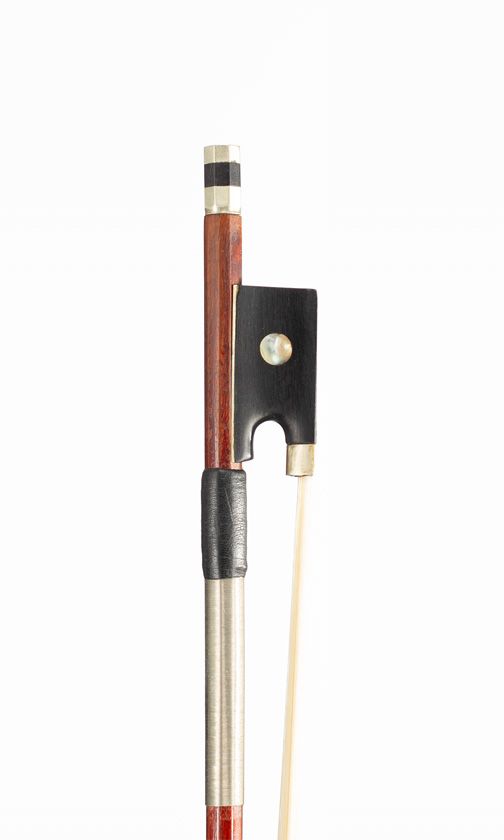 A nickel-mounted violin bow, unbranded