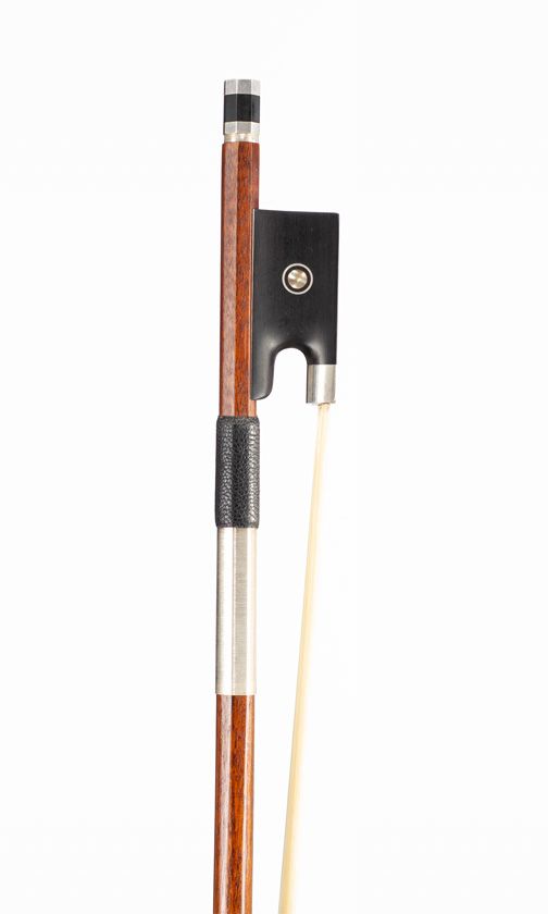 A silver-mounted violin bow, unbranded
