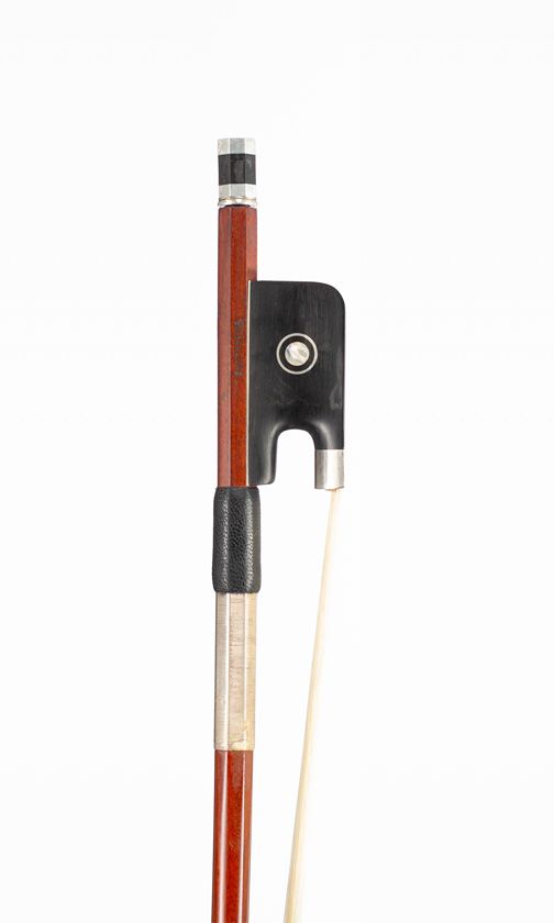 A silver-mounted cello bow, branded Sartorius, Satory model