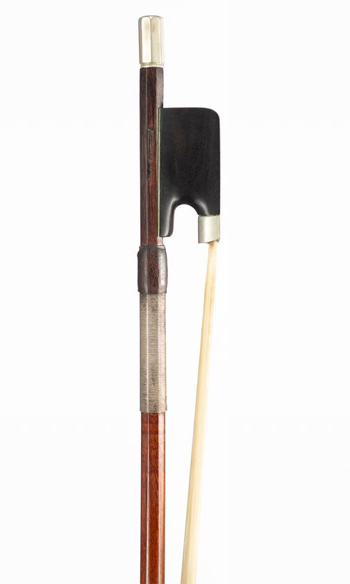 A nickel-mounted violin bow, circa 1900
