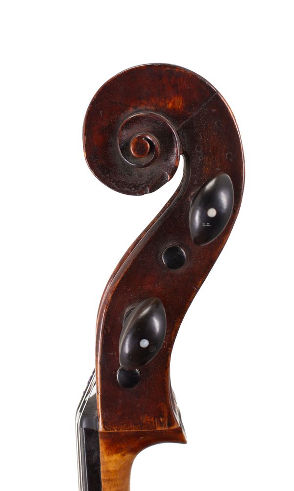 A cello by Carlo Antonio Testore, Milan, circa 1730 - scroll