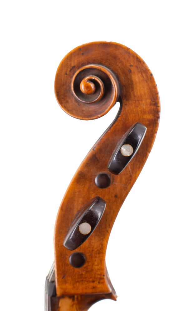 A three-quarter sized cello, probably England, 18th Century - scroll