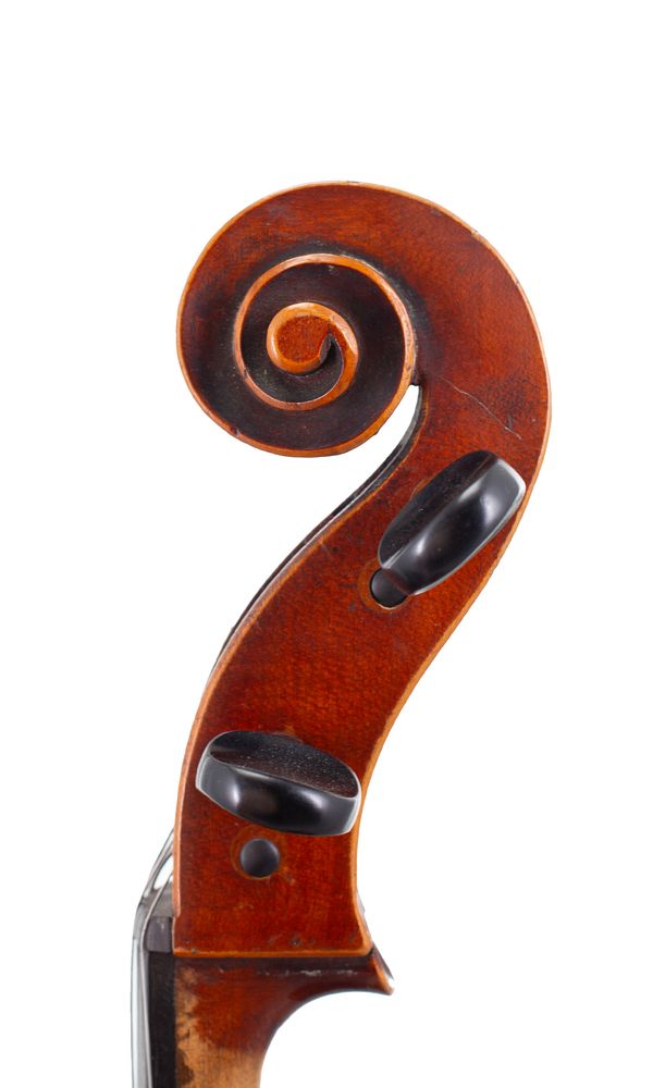 A cello, Workshop of Jérôme Thibouville-Lamy, Mirecourt, circa 1900 - scroll