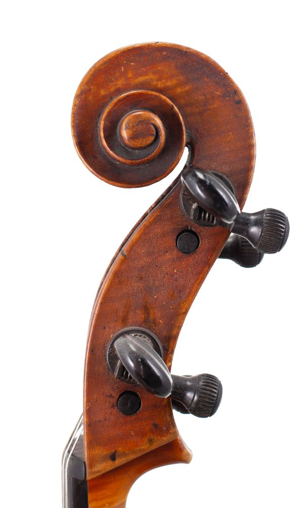 A cello, Mittenwald, circa 1860 - scroll