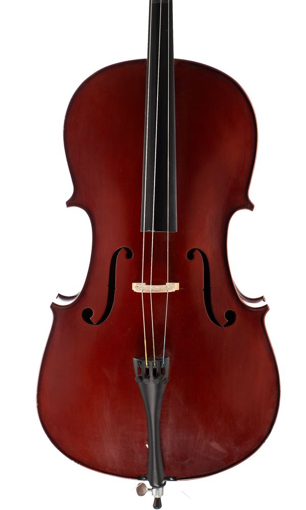 A half-sized cello, labelled The Stentor Student II
