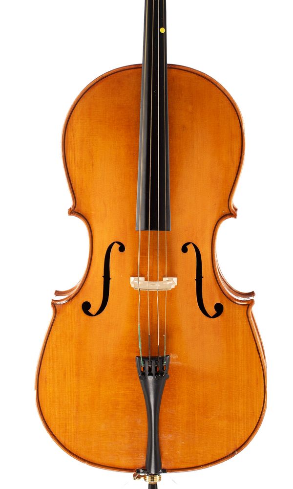 A half-sized cello, labelled A. Schroetter