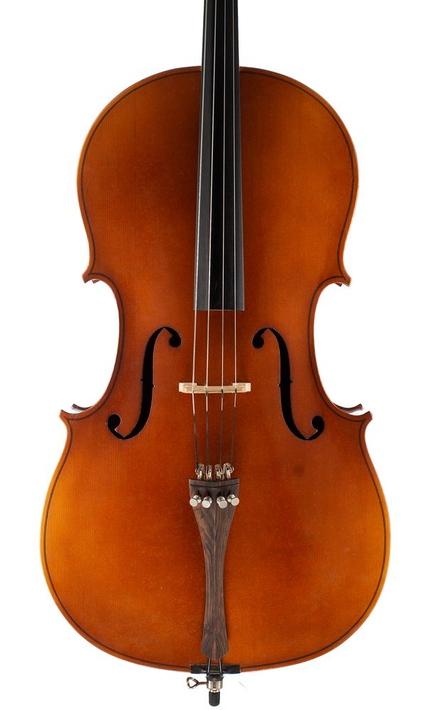 A cello, labelled Musima