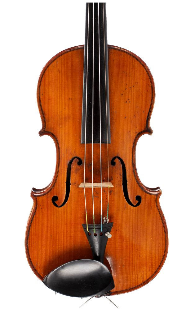A violin, labelled Hawkes & Son, London