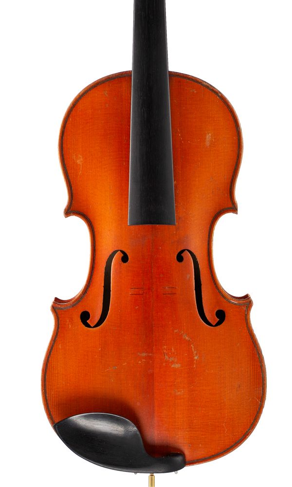 A violin, faintly labelled