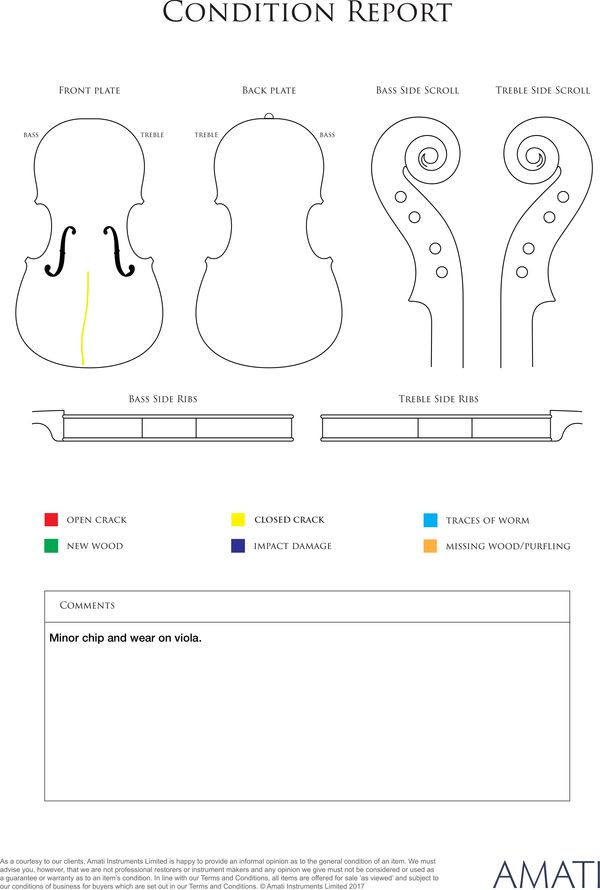A viola by Jules Merciolle, Paris, 1912 - condition report