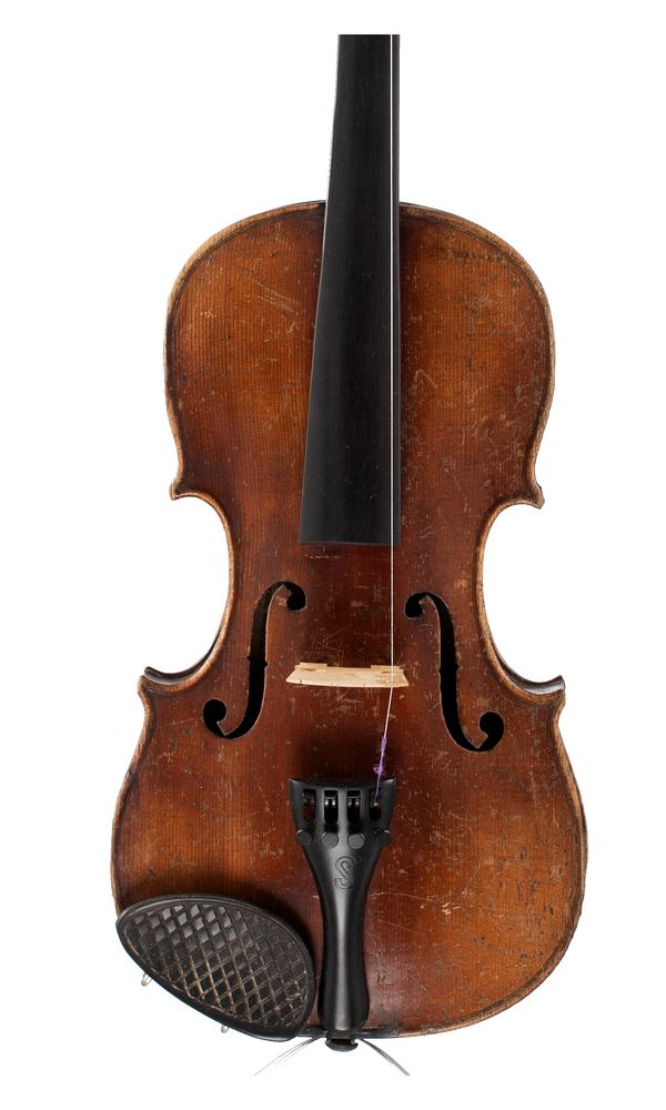 A three-quarter sized violin, labelled Ernest Crichton