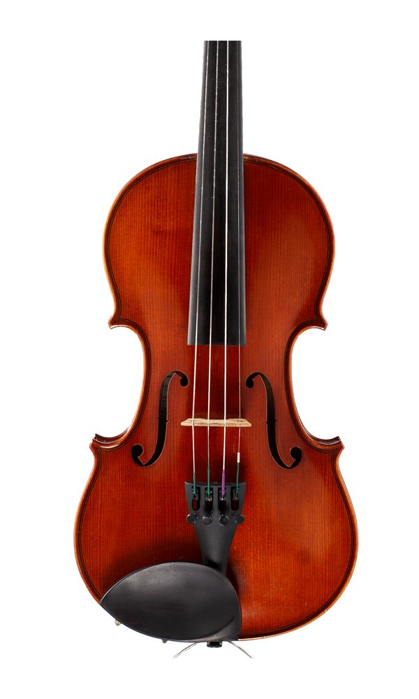 A small violin, labelled Stringers of Edinburgh