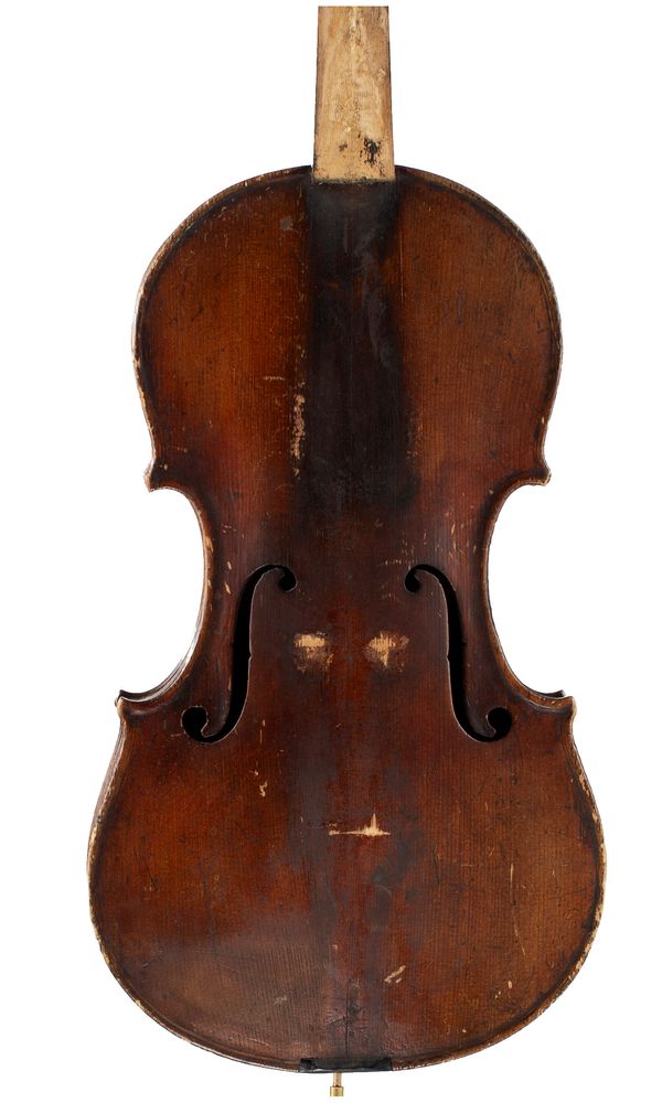 A violin, labelled Jacobe Fendt