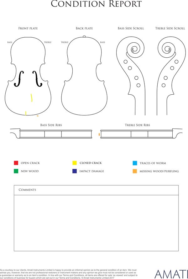 A cello, Workshop of Jérôme Thibouville-Lamy, Mirecourt, circa 1900 - condition report