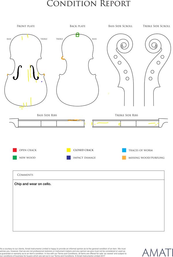 A cello, Mirecourt, circa 1910 - condition report