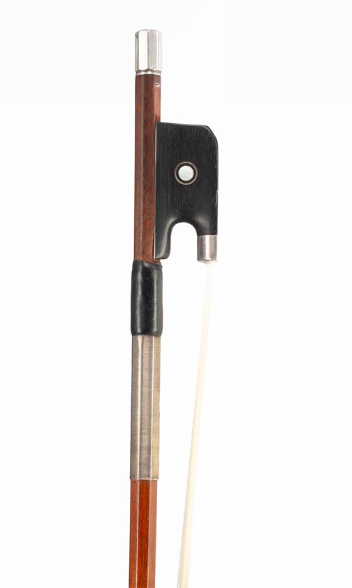 A silver-mounted cello bow by Percival Bryant, England, circa 1950