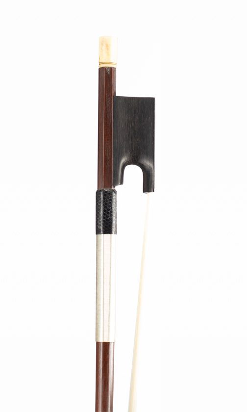 A bone-mounted brazilwood viola bow, School of Pierre Simon, Paris, circa 1860
