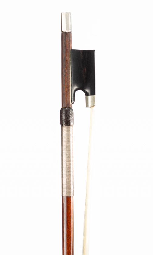 A nickel-mounted violin bow, possibly by Charles Nicolas Bazin, Mirecourt, circa 1900