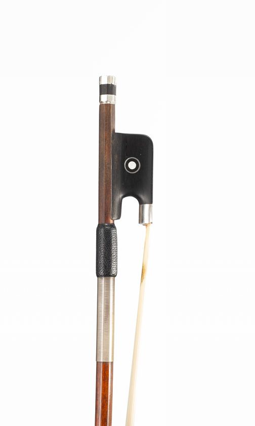 A silver-mounted cello bow, probably Workshop of Bernard Ouchard, Geneva, circa 1970