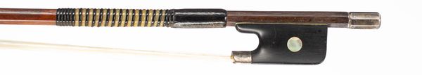 A silver-mounted violin bow, unbranded