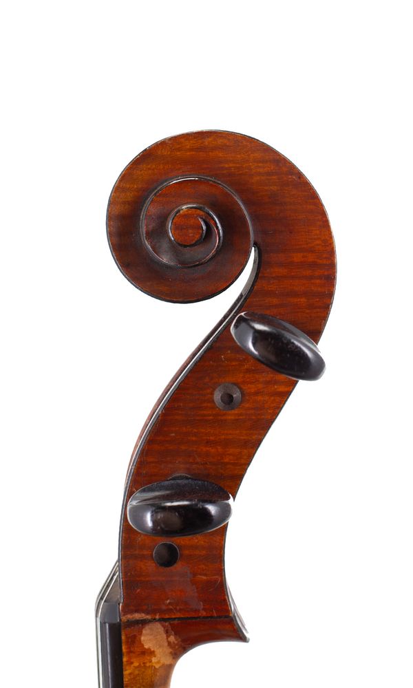 A cello, Mirecourt, circa 1910 - scroll