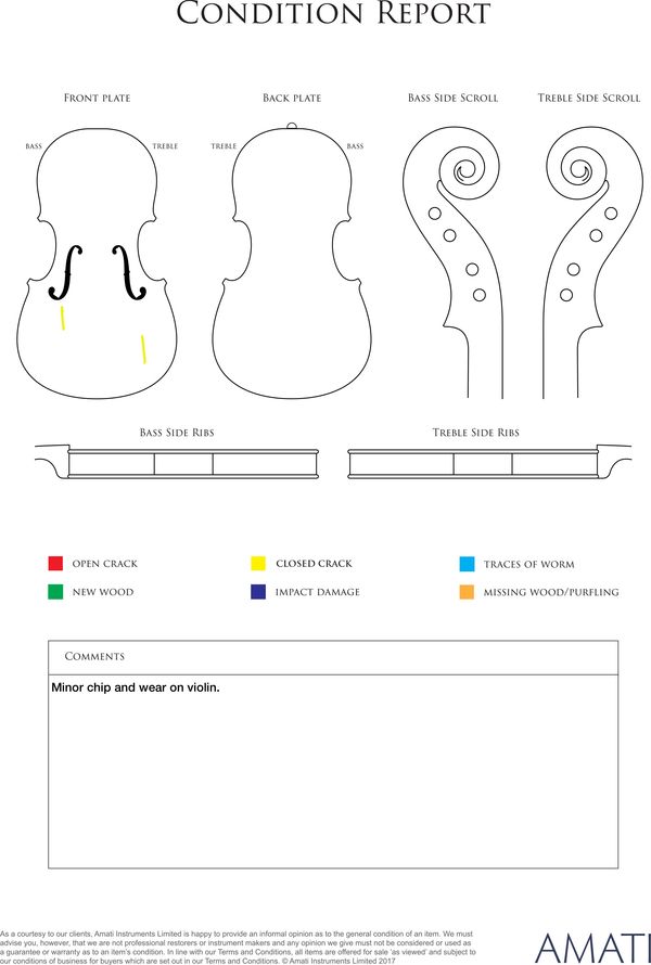 A violin, Mirecourt, circa 1900 - condition report