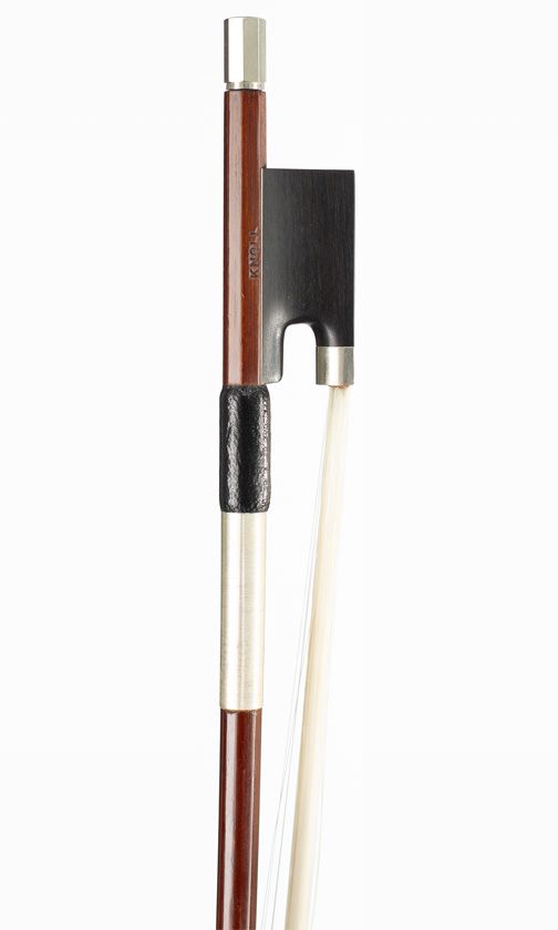 A silver-mounted violin bow, branded Knoll