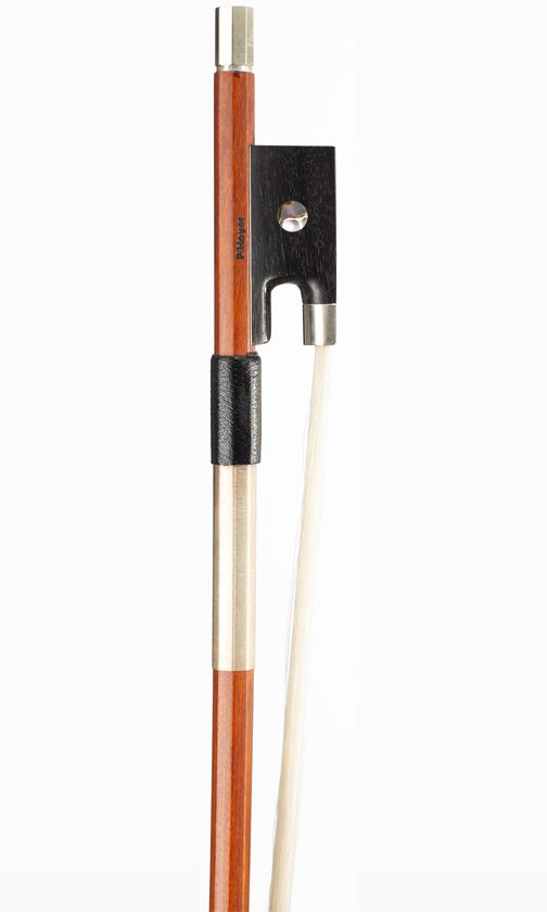 A silver-mounted violin bow, branded P.Hoyer
