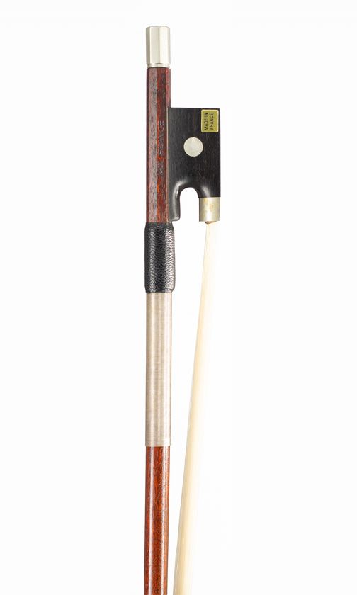 A three-quarter sized violin bow, nickel-mounted, branded Ary France